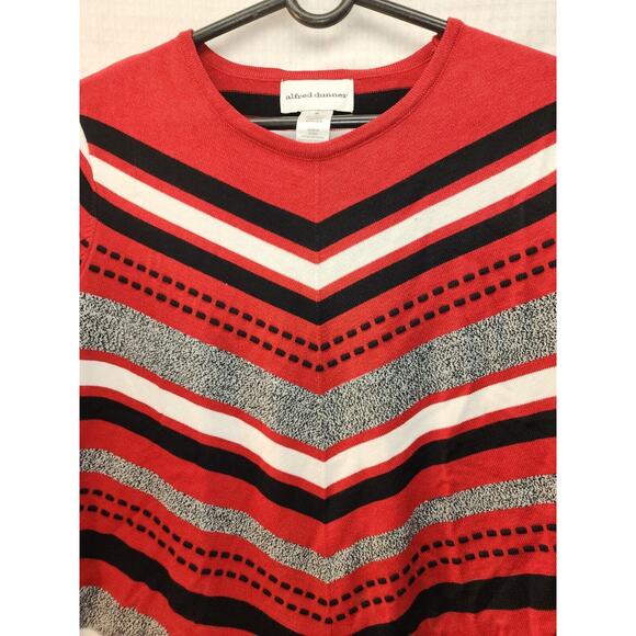 Alfred Dunner Women's Blouse Med Chevron Textured Color block Asymmetrical Hem - Picture 4 of 8